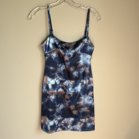 UO Printed Mini Slip Dress in Light Blue - Picture 3 of 6